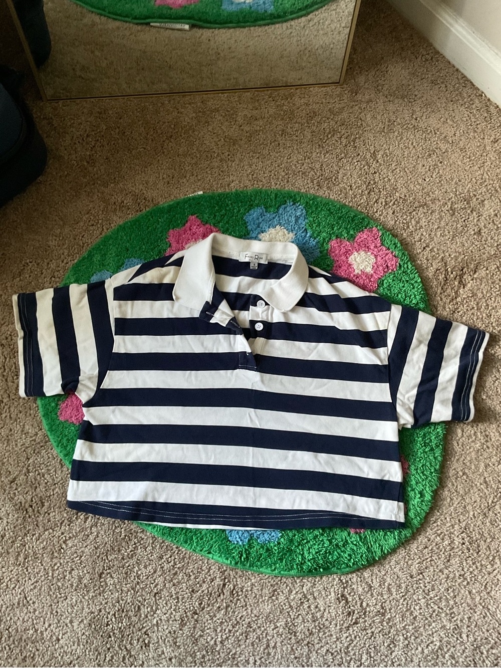 Women’s Navy & White Striped Polo Shirt